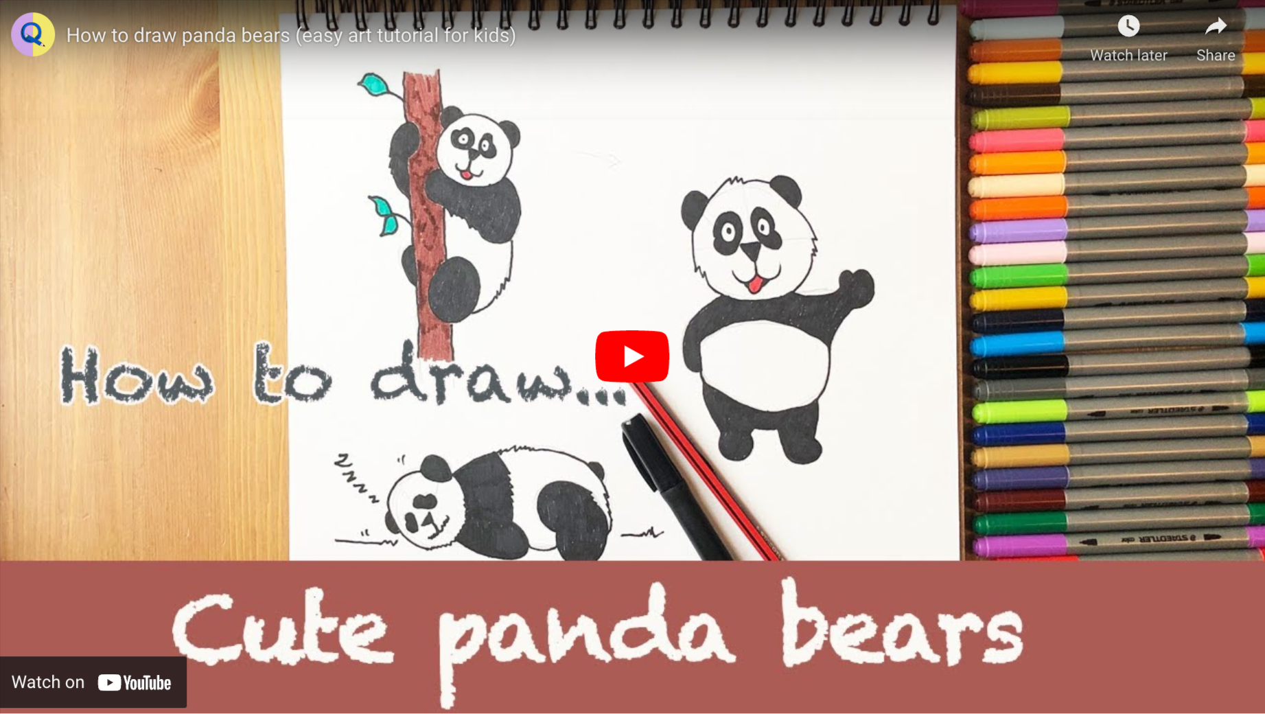 Load video: How to draw panda bears