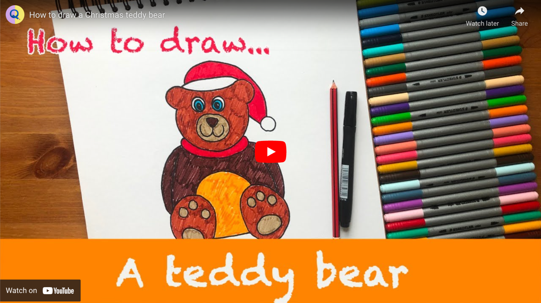 Load video: How to draw a Christmas Teddy Bear