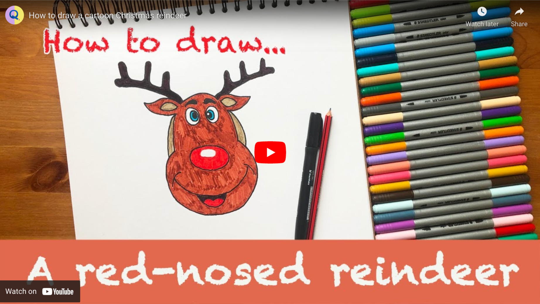 Load video: How to draw a Christmas reindeer