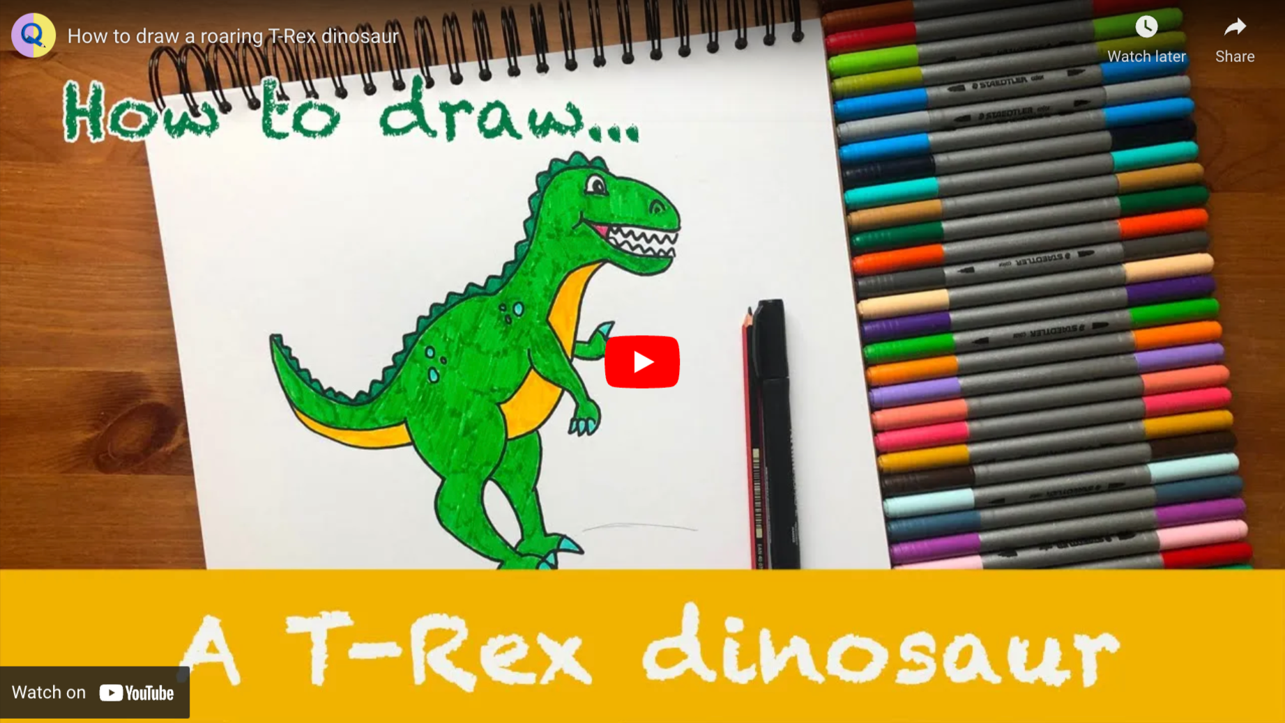 Load video: How to draw a T Rex dinosaur