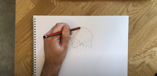 How to draw the Punisher logo step 3
