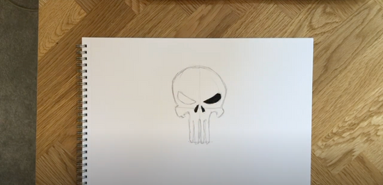 How to draw the Punisher logo step 5