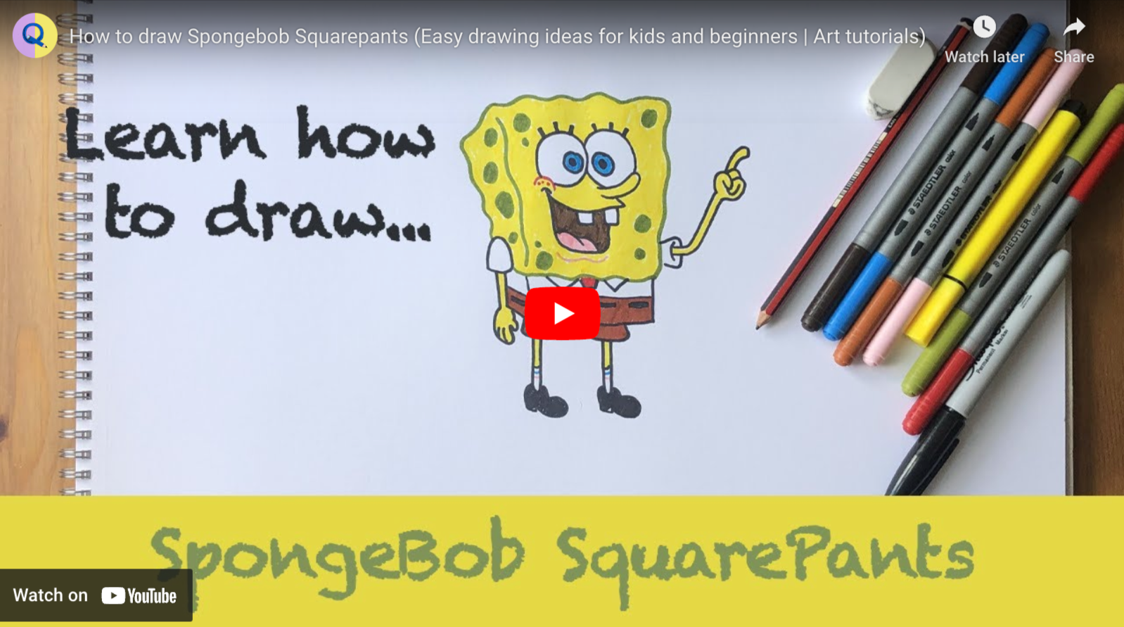 Load video: How to draw Spongebob video
