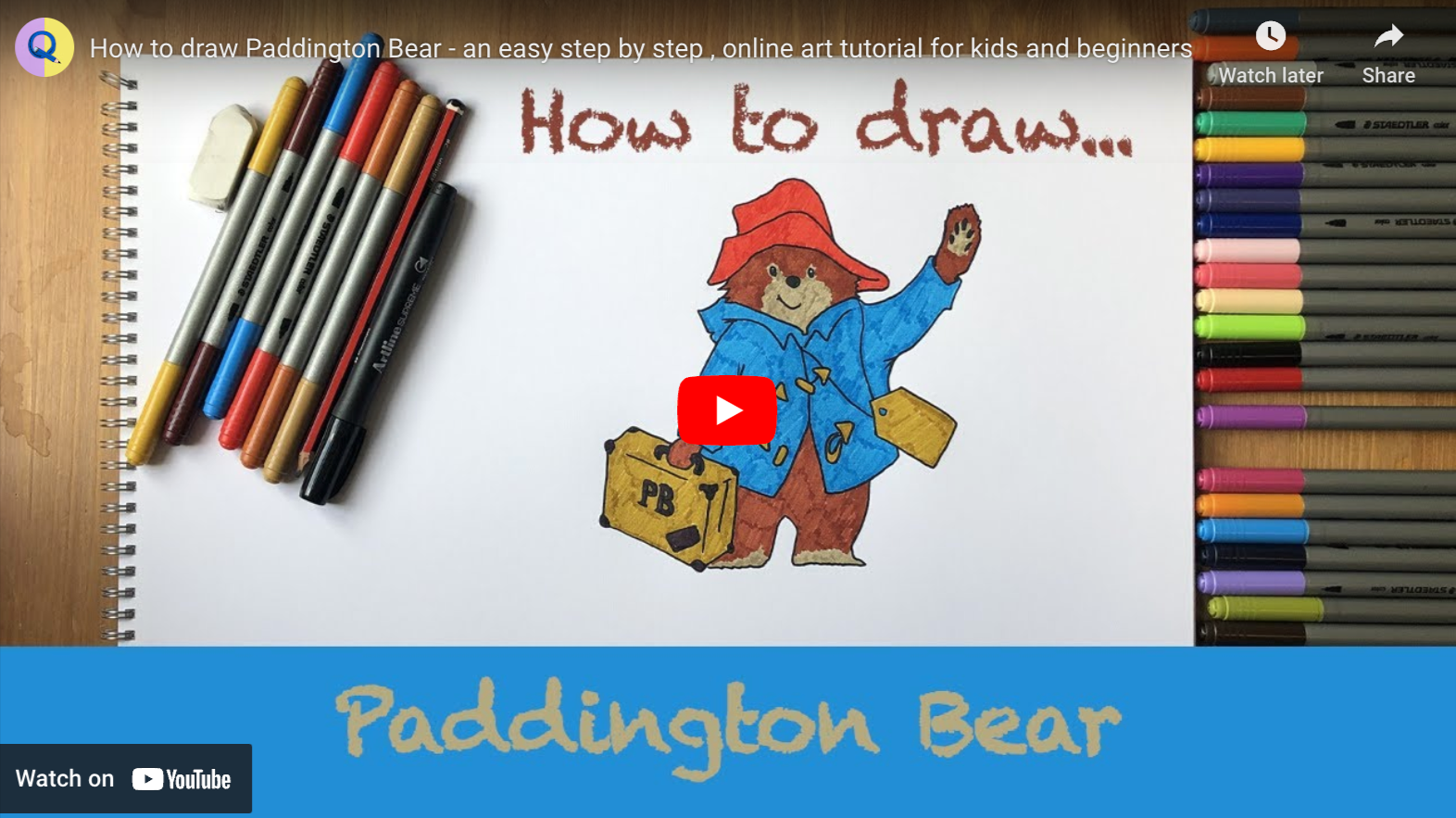 Load video: How to draw Paddington Bear video tutorial