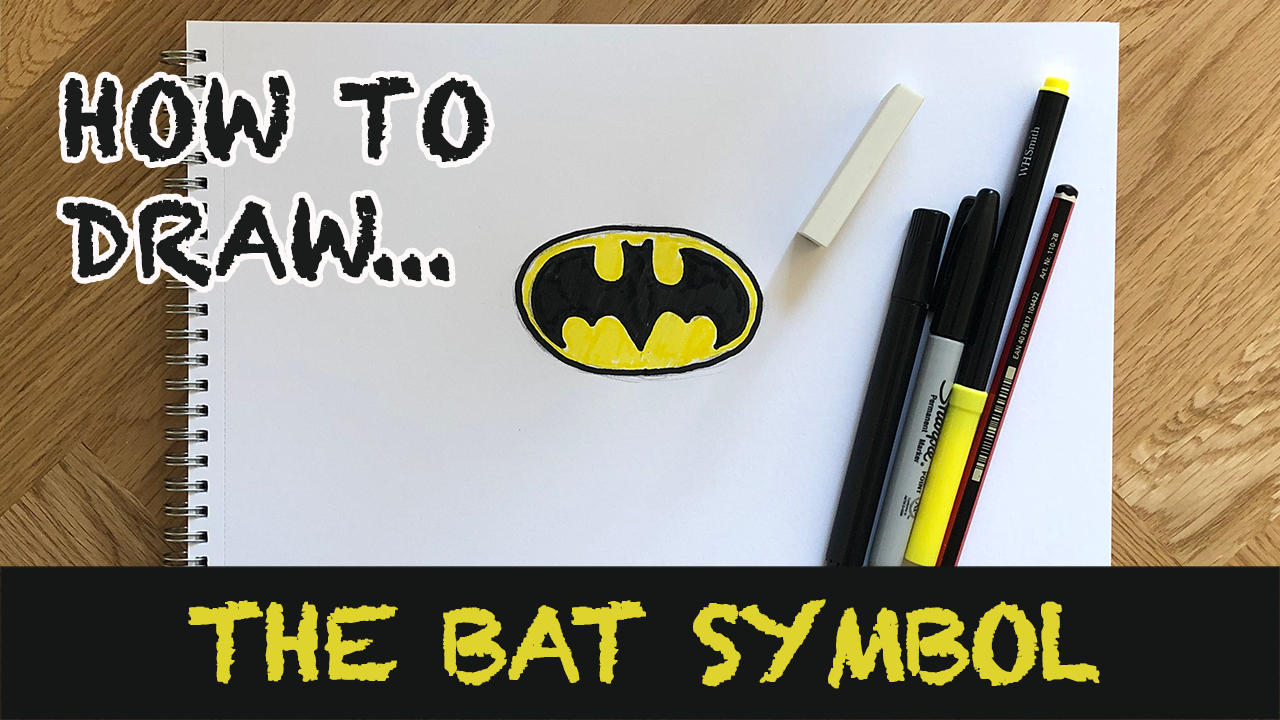 Load video: How to draw the Bat Symbol step by step
