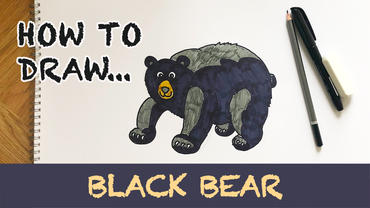 Load video: How to draw a black bear step by step