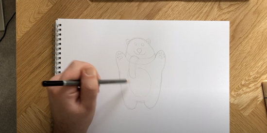 How to draw a cartoon polar bear part 3