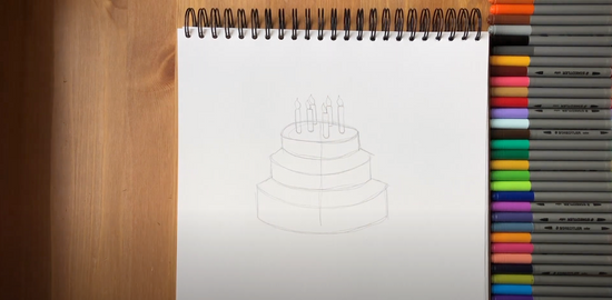 How to draw a birthday cake part 4