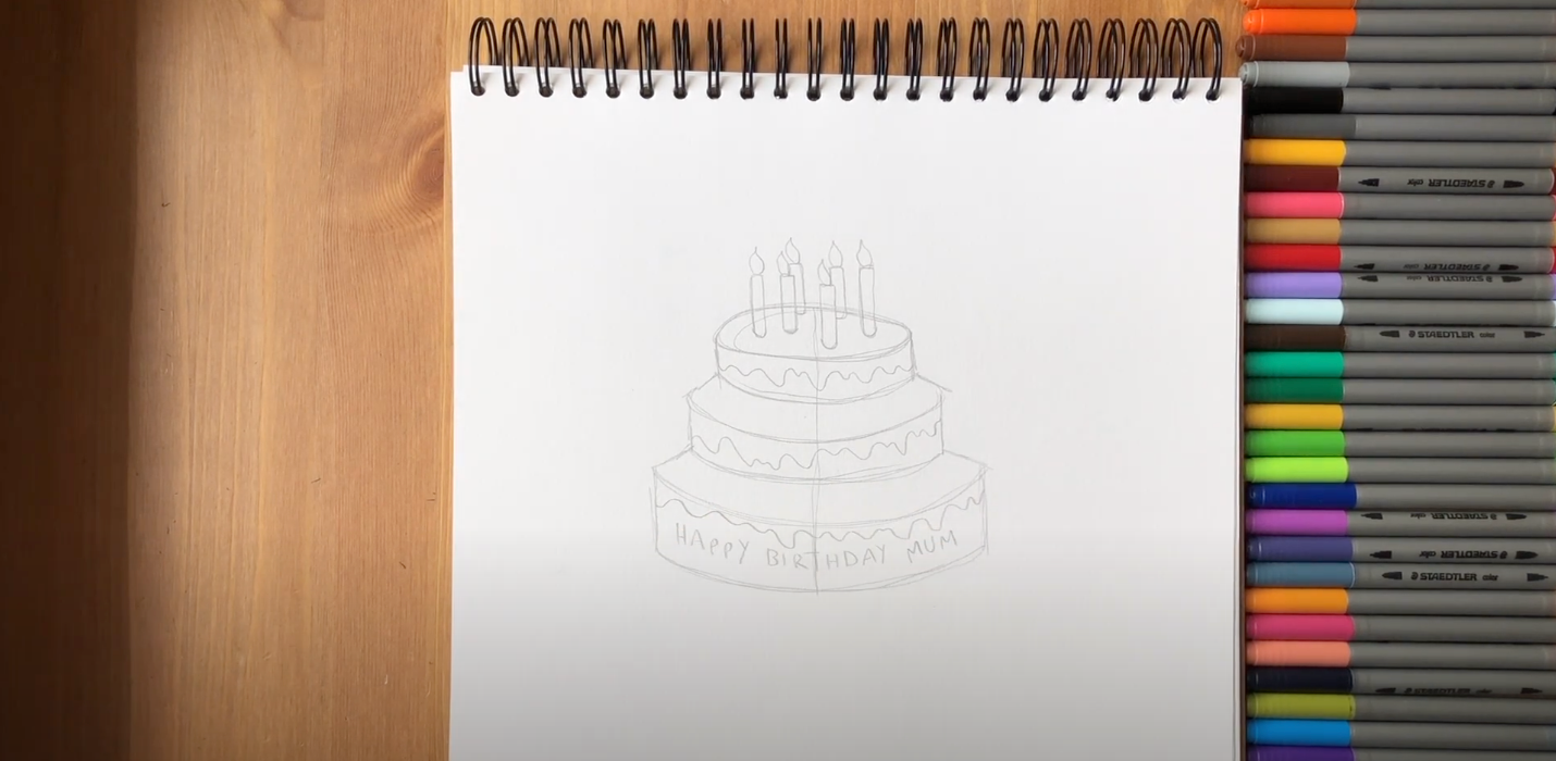 How to Draw a Cute Birthday Cake EASY - YouTube