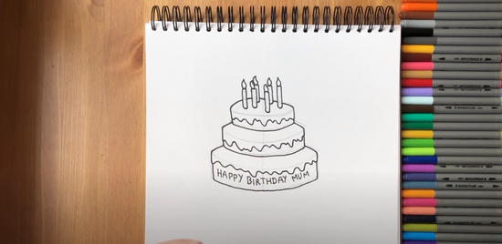 How to draw a birthday cake part 6
