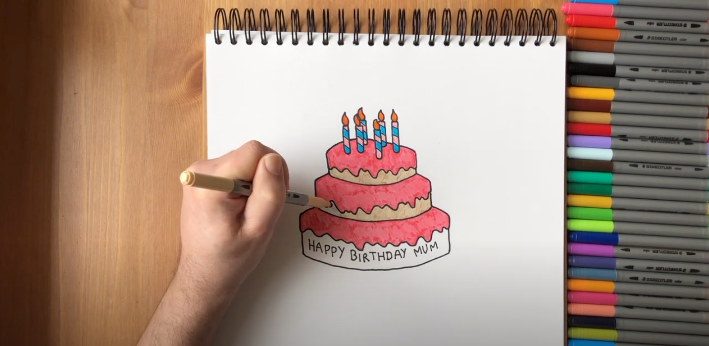 How to draw a Cute Colour Cake || Cake drawing easy step by step | How to  draw Birthday Cake drawing - YouTube