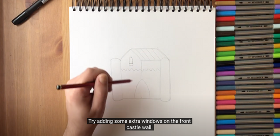 How to draw an old castle part 3