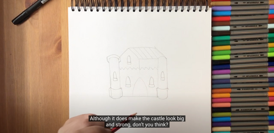 How to draw an old castle part 4