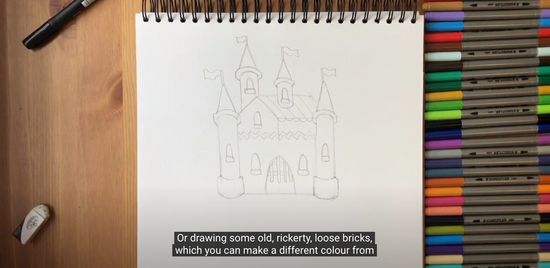 How to draw an old castle part 6