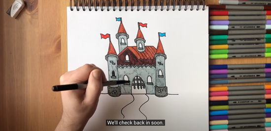 How to draw an old castle part 8