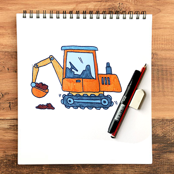 illustration of a excavator. vector drawing Stock Vector | Adobe Stock