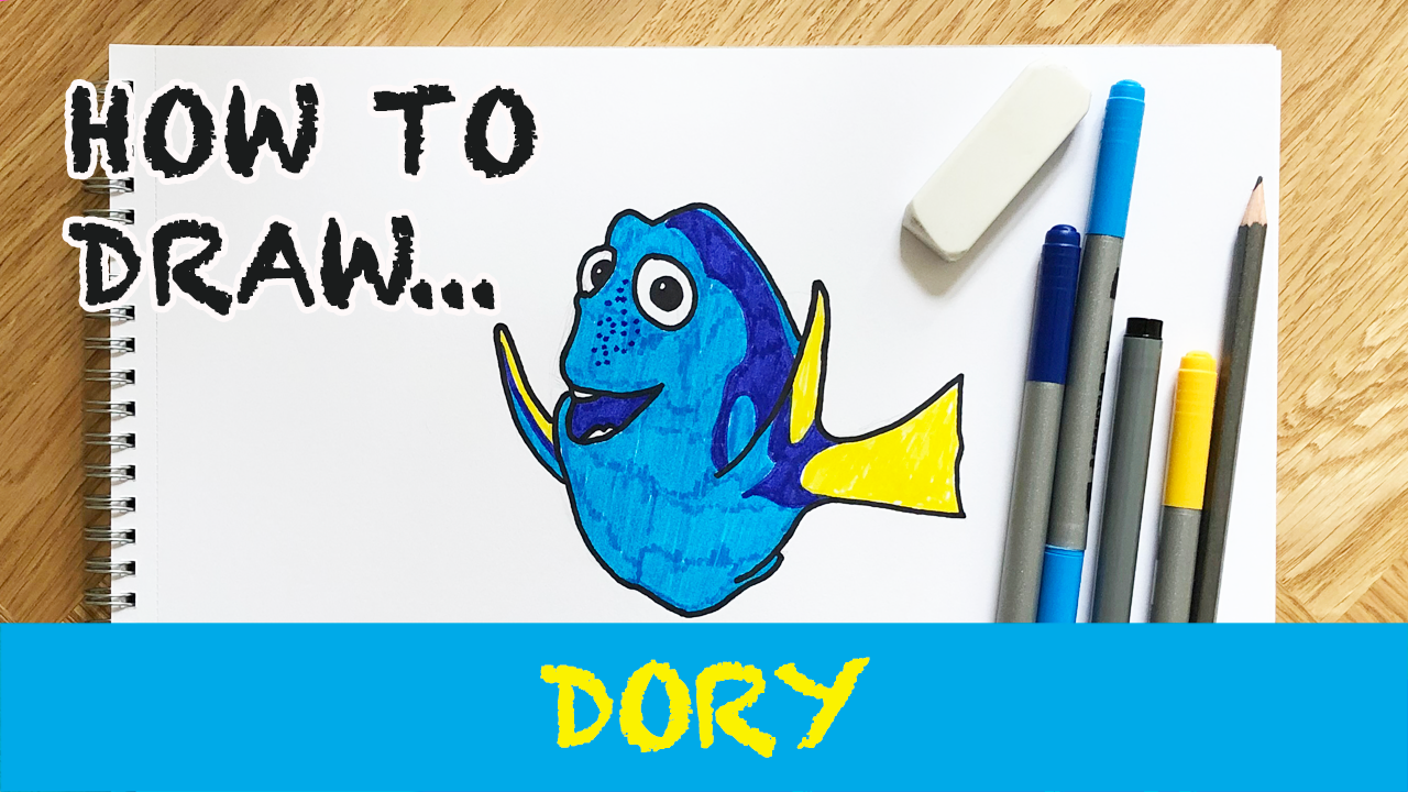 Load video: How to draw Finding Dory step by step