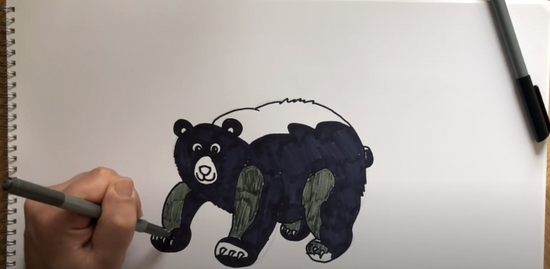 How to draw a cartoon black bear part 5