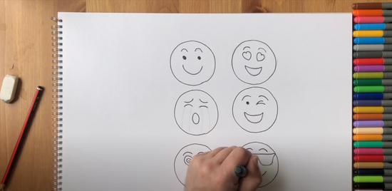 How to draw cute emoji faces part 8