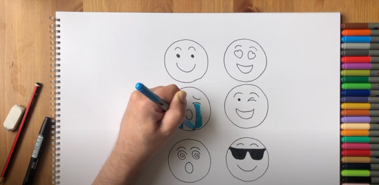 How to draw cute emoji faces part 9