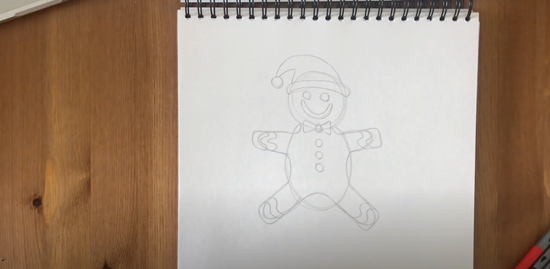 How to draw a gingerbread man part 5