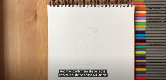 How to draw a small house step 1