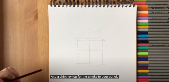 How to draw a small house step 2