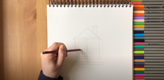 How to draw a small house step 3