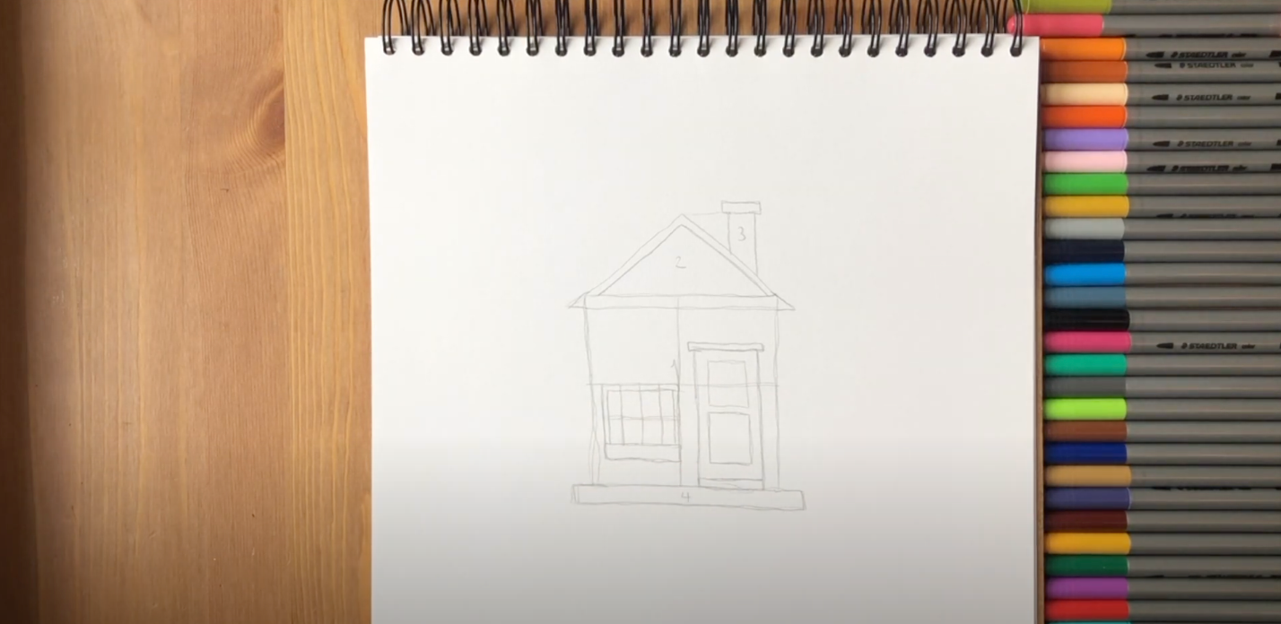 small house, , Pencil Sketch - Arthub.ai