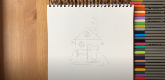 How to draw a small house step 5