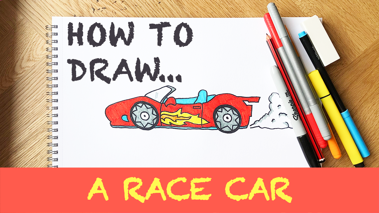Load video: How to draw a race car step by step