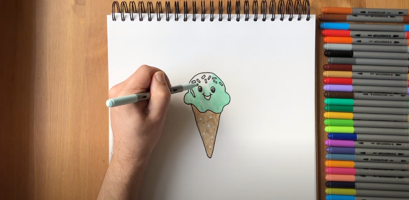 How to Draw Ice Cream Cone - Easy Drawing Art