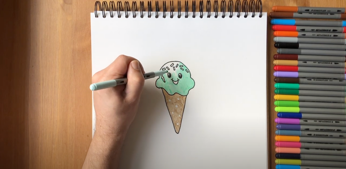 How To Draw a Cute Ice Cream Cone Easily | Quickdraw