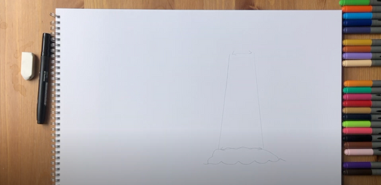 How to draw a lighthouse step 2