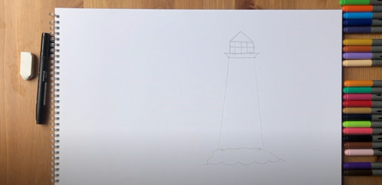 How to draw a lighthouse step 3