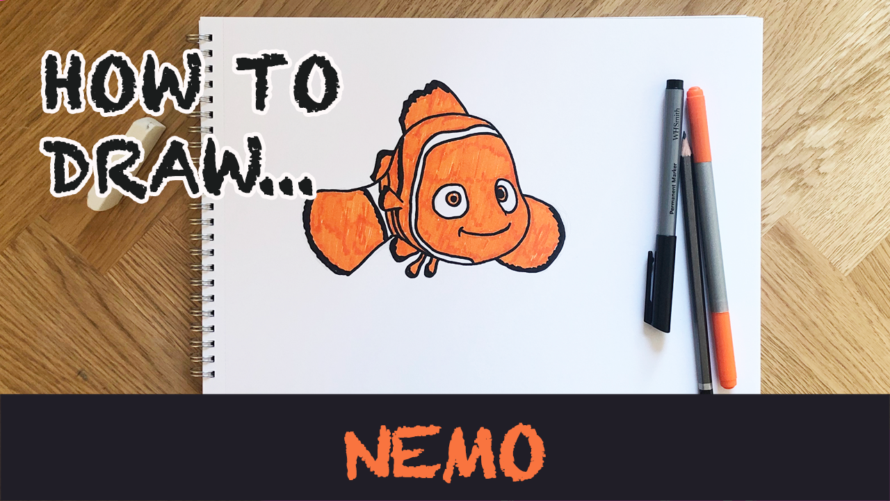 Load video: How to draw Nemo step by step