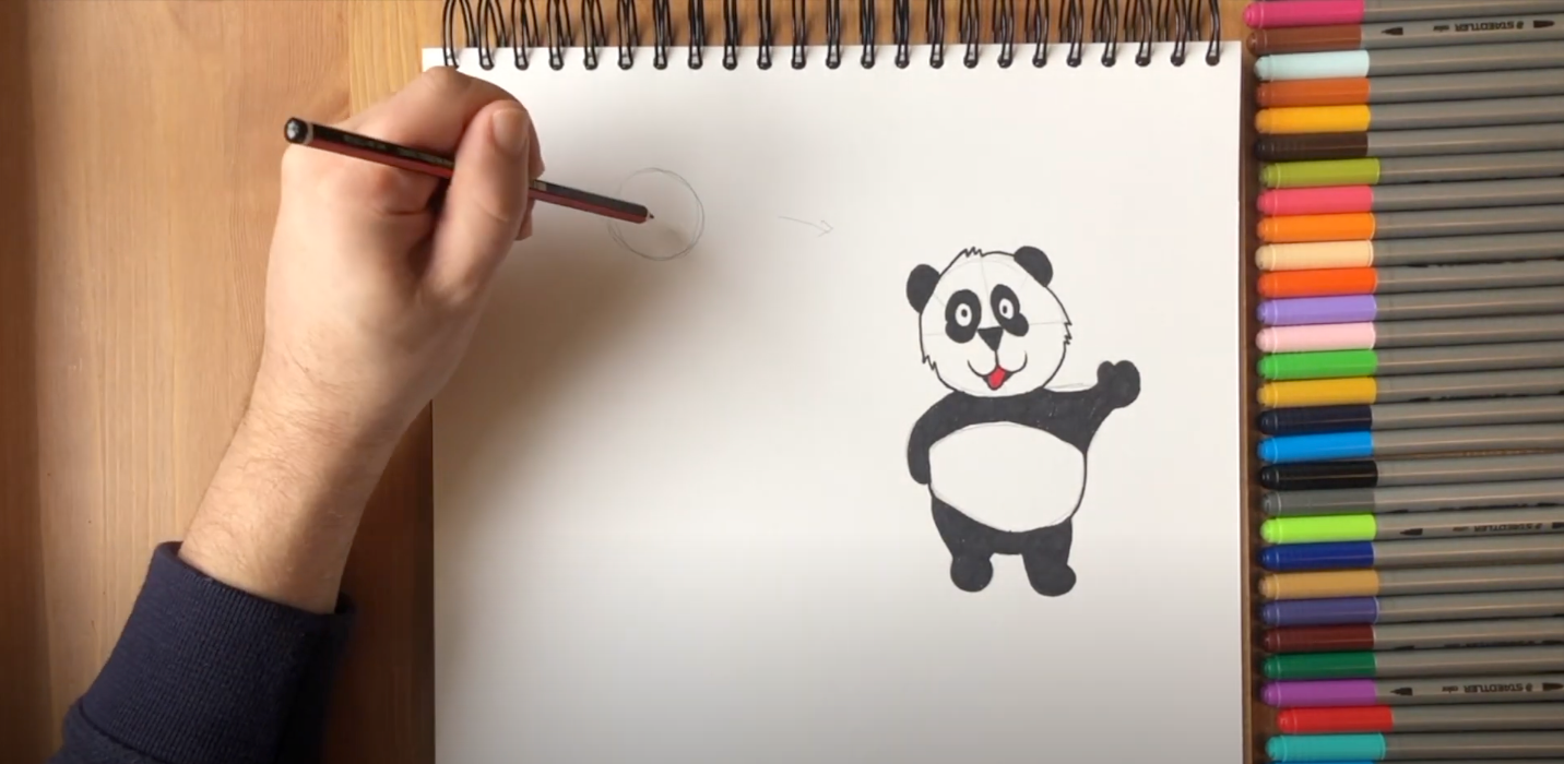 Cute sketch draw panda bear Royalty Free Vector Image