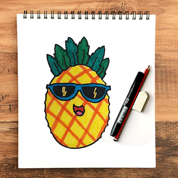 how to draw pineapple step by step (very easy) - YouTube
