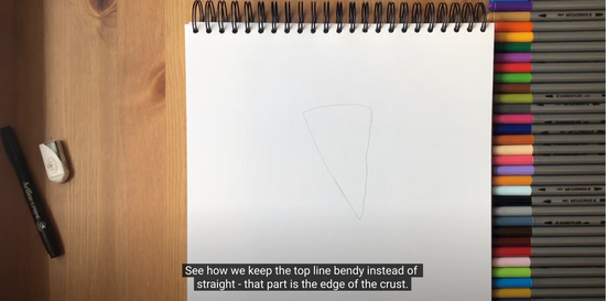 How to draw a pizza slice part 1