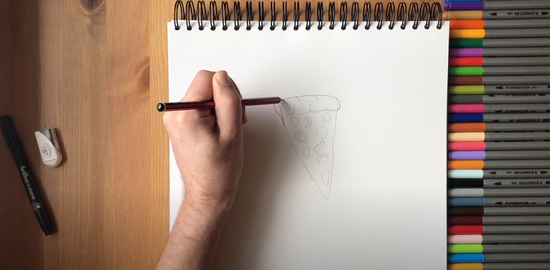 How to draw a pizza slice part 2