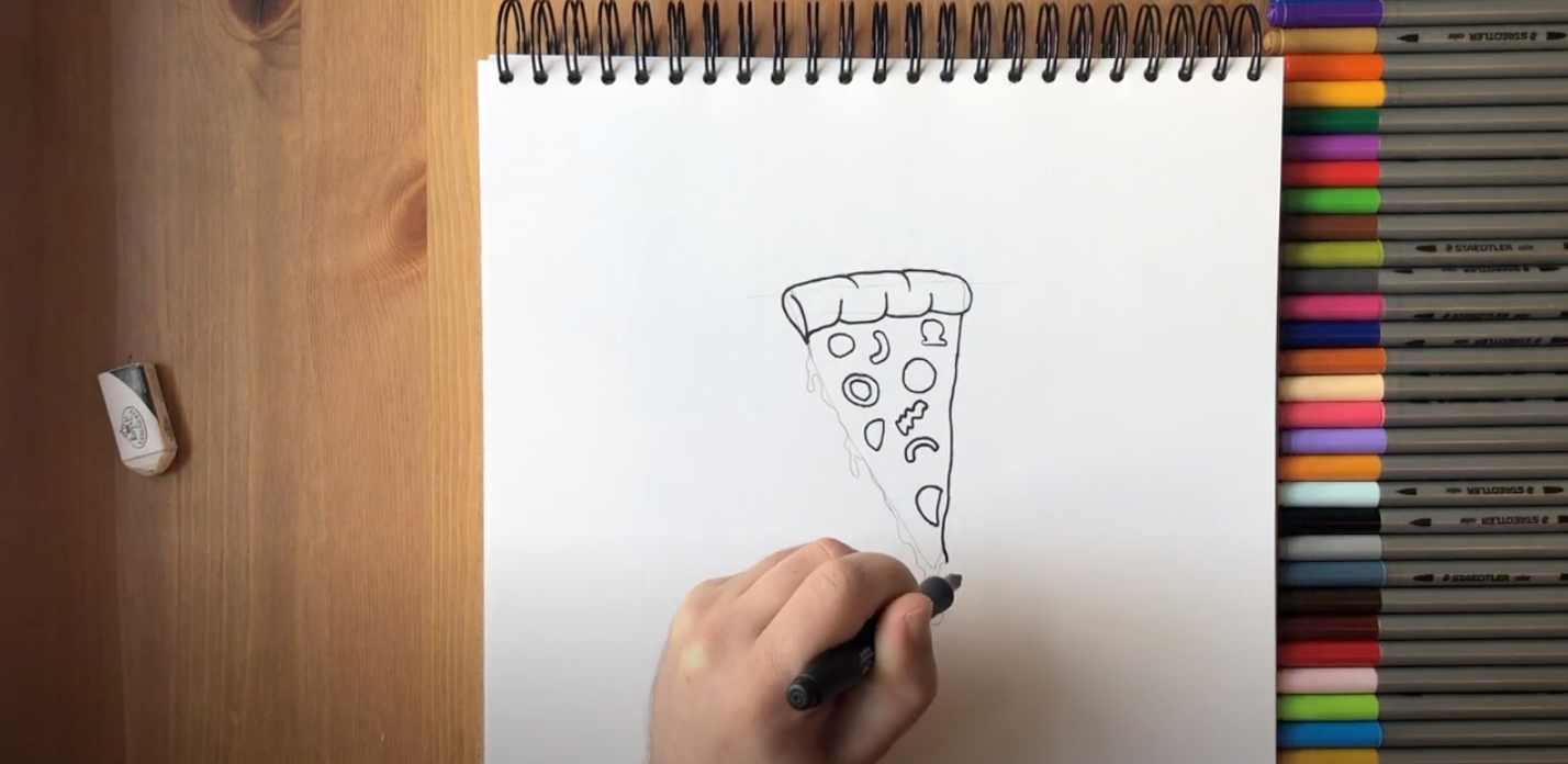Pizza Drawing Tutorial - How to draw a Pizza step by step