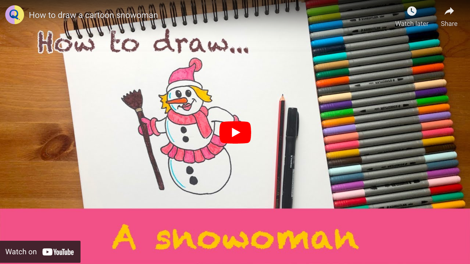 Load video: How to draw a snowoman