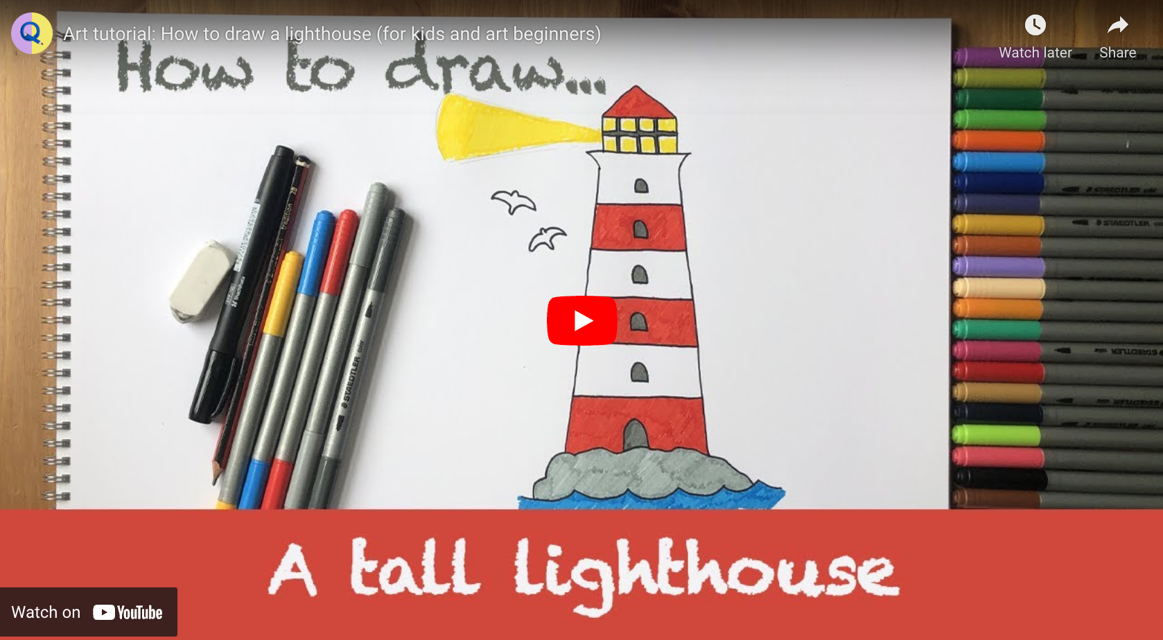 Load video: How to draw a lighthouse video