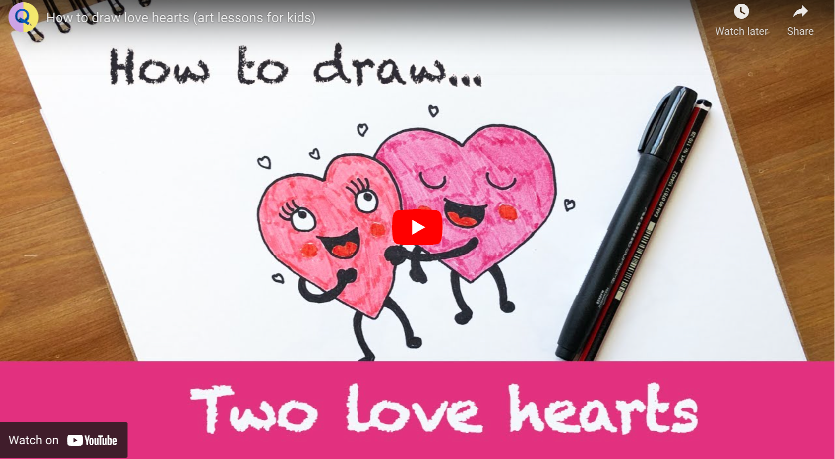 Load video: How to draw love hearts video