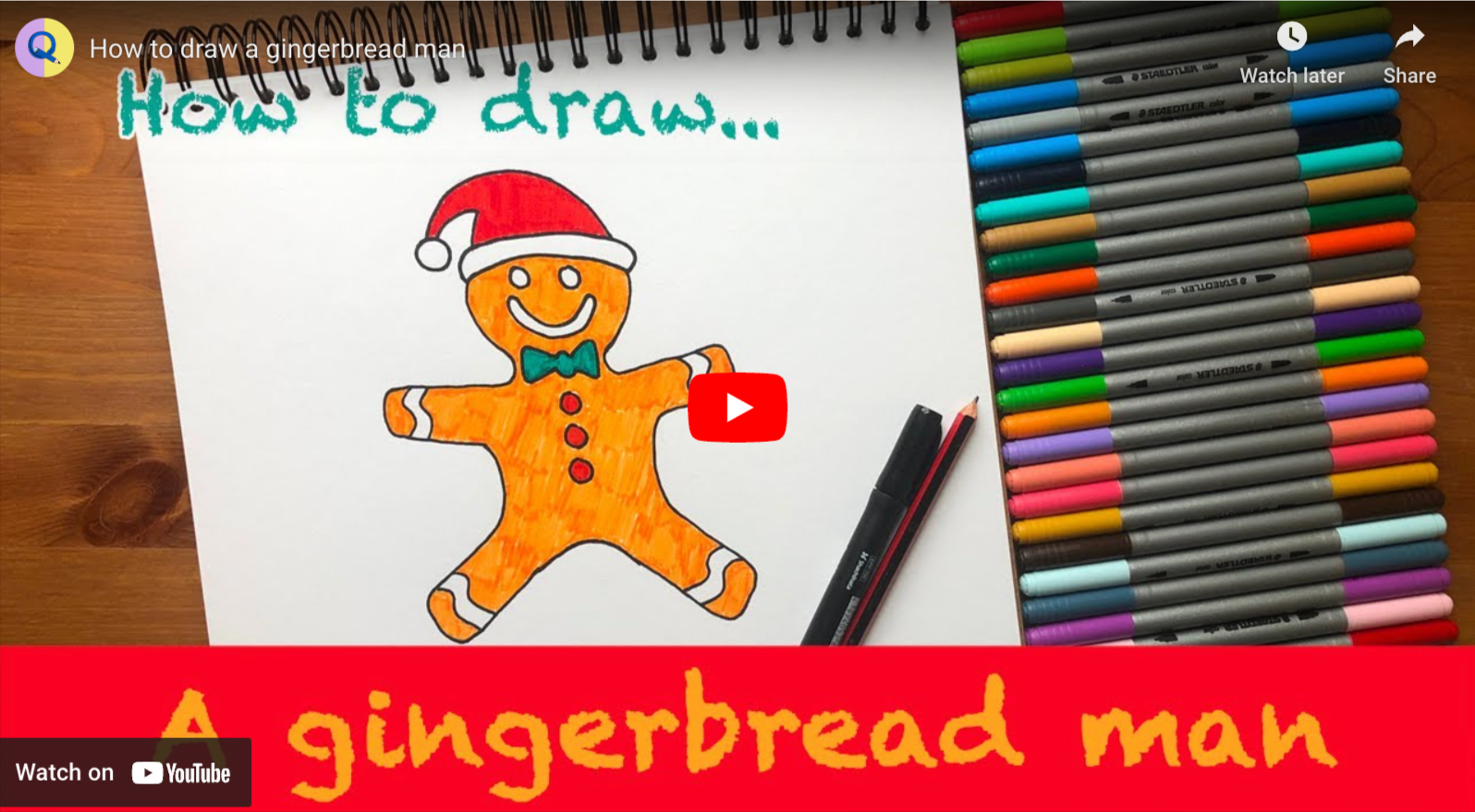 Load video: How to draw a gingerbread man video