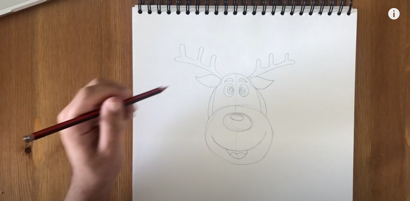 How To Draw A Cartoon Reindeer stepbystep  Birch And Button