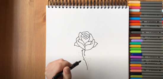 How to draw a cartoon rose part 5