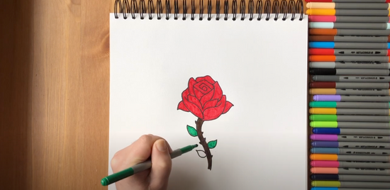 How to draw a cartoon rose part 6