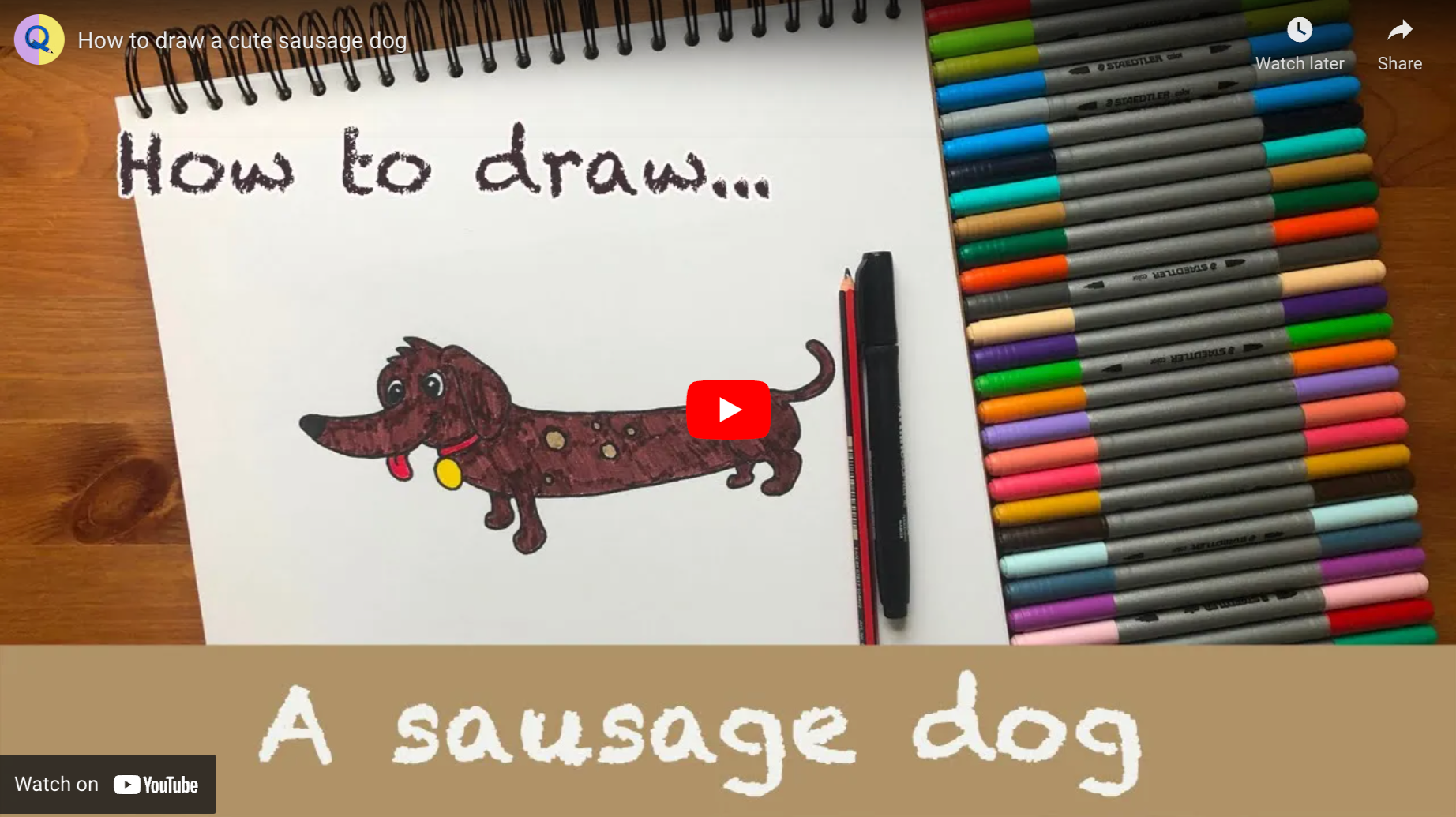 Load video: How to draw a cute sausage dog
