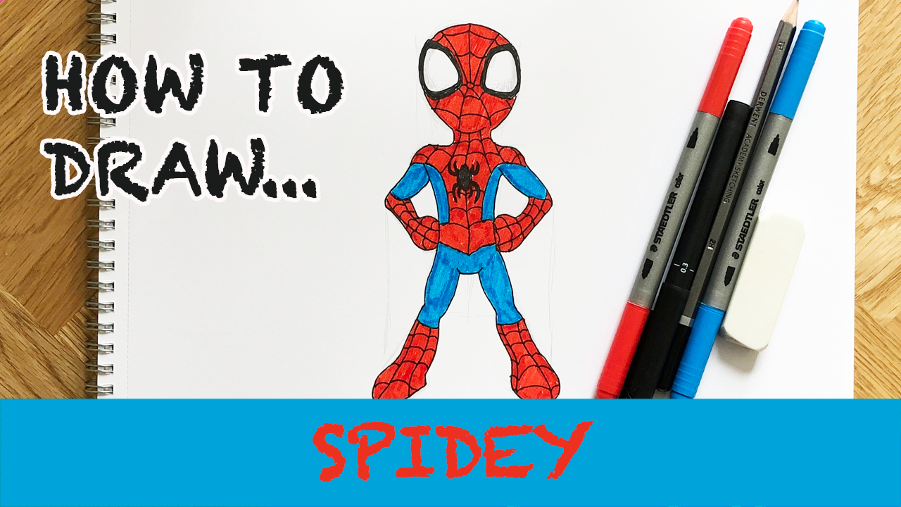 Load video: How to draw Spidey